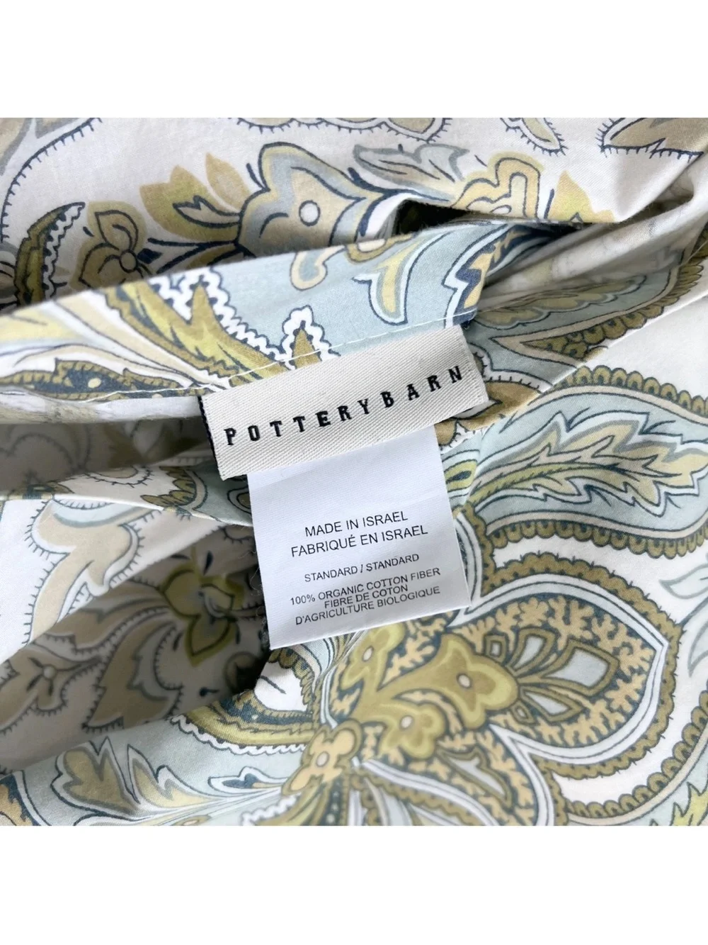 Pottery Barn Paisley Pillowcases in Sage, Blue, and Cream